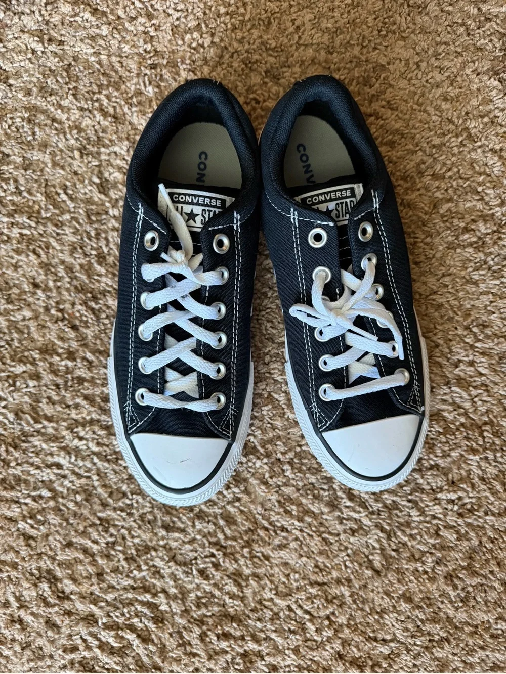 Converse Kids Black Low Top Sneakers with White Trim